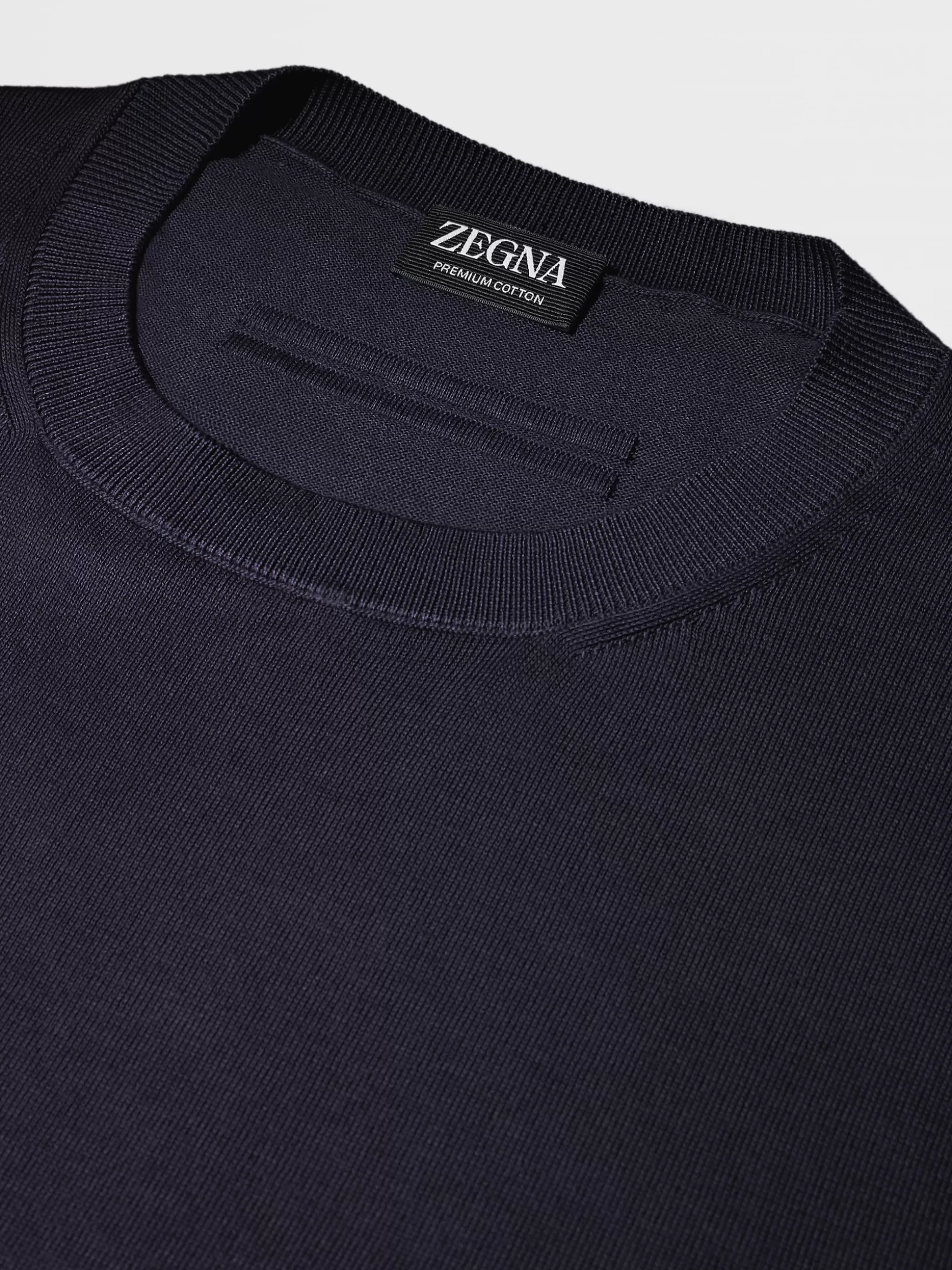 Men ZEGNA Premium Cotton Short-Sleeve Knit T-Shirt