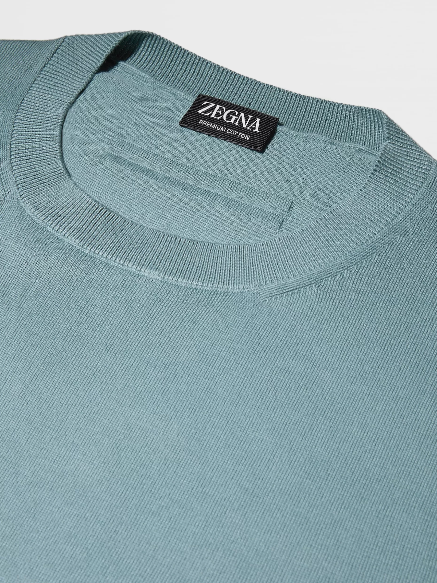 Men ZEGNA Premium Cotton Short-Sleeve Knit T-Shirt