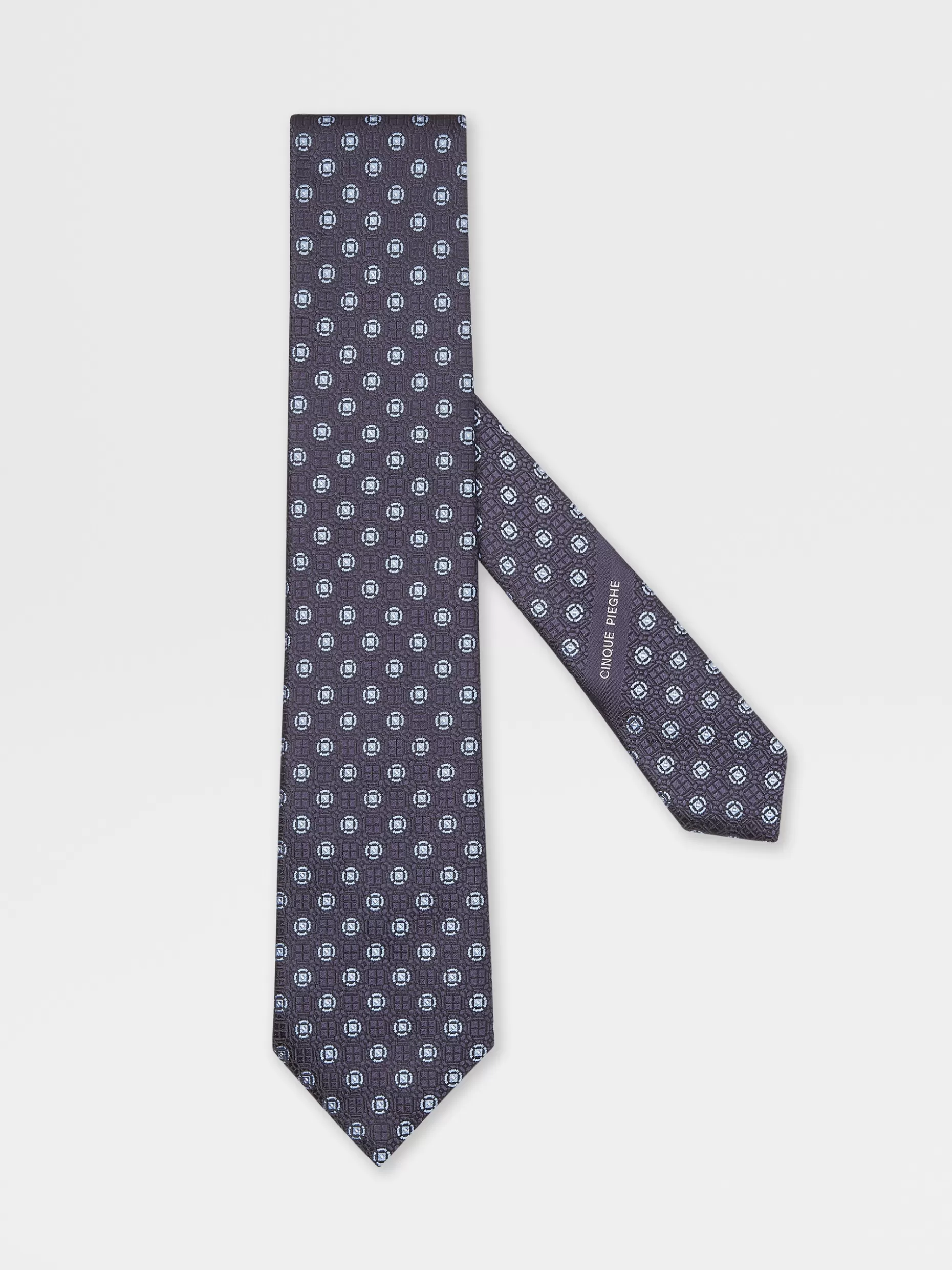 Men ZEGNA Printed Silk 5 Pieghe Tie