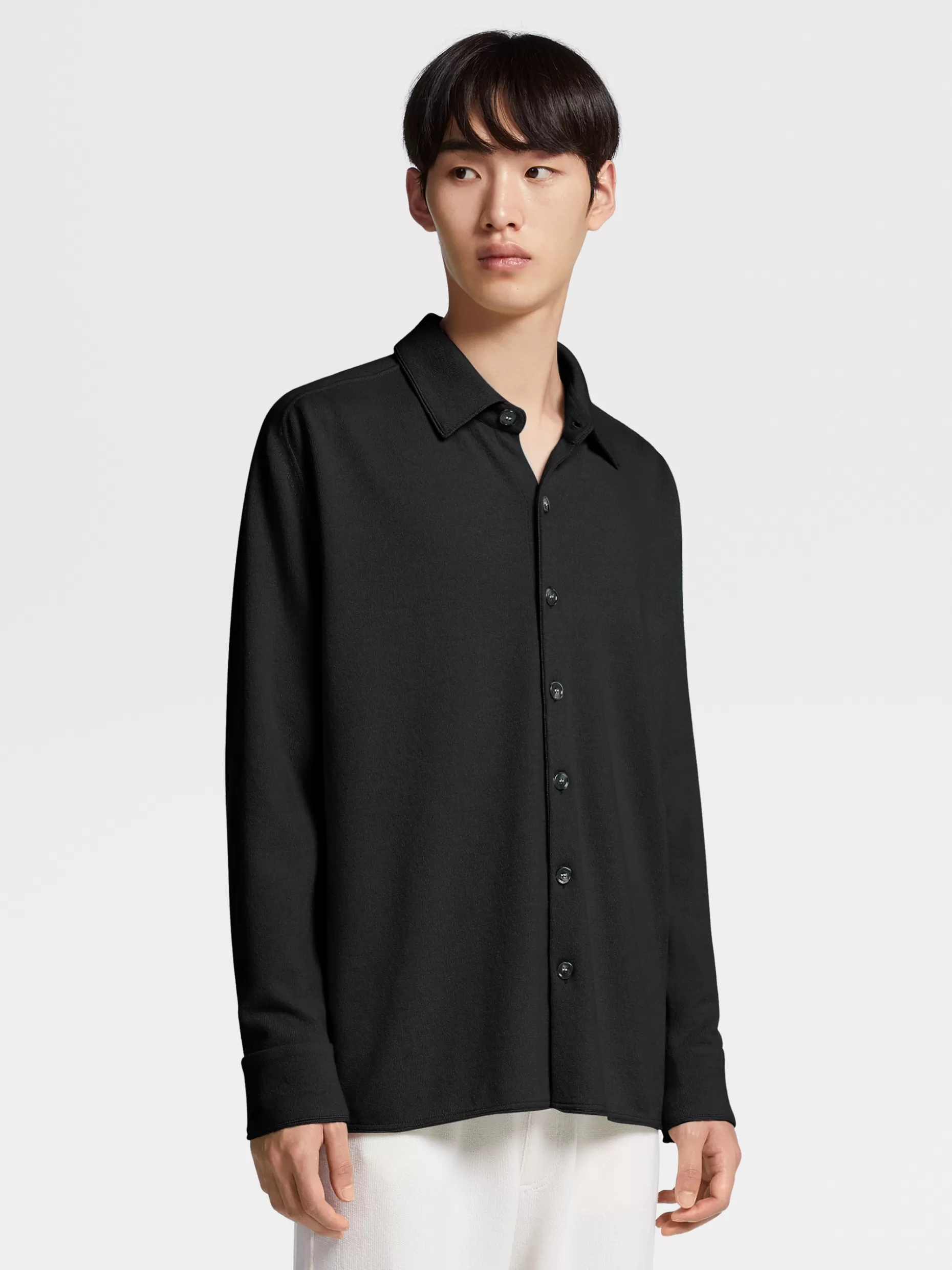 Men ZEGNA Pure Cashmere Long-Sleeve Shirt