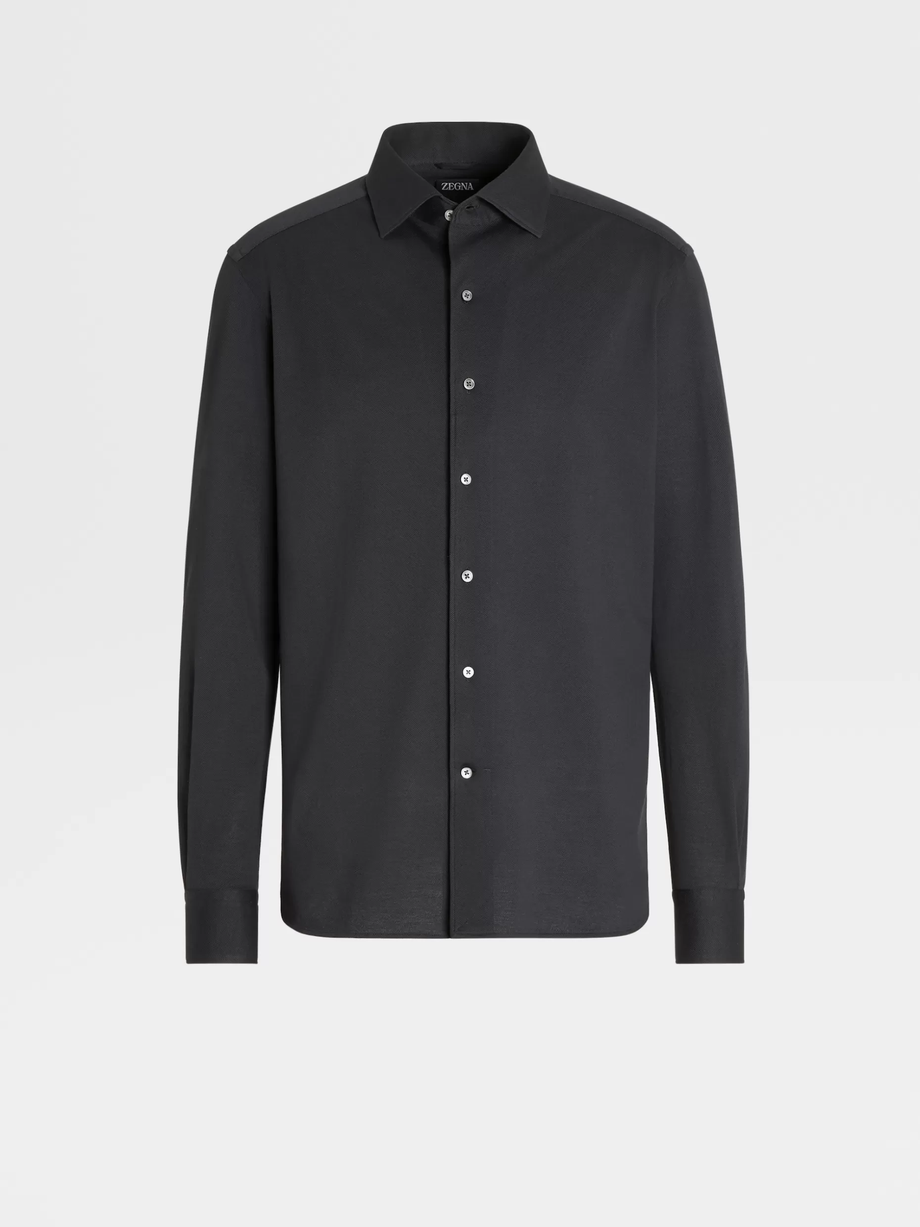 Men ZEGNA Pure Cotton Jersey Long-Sleeve Shirt