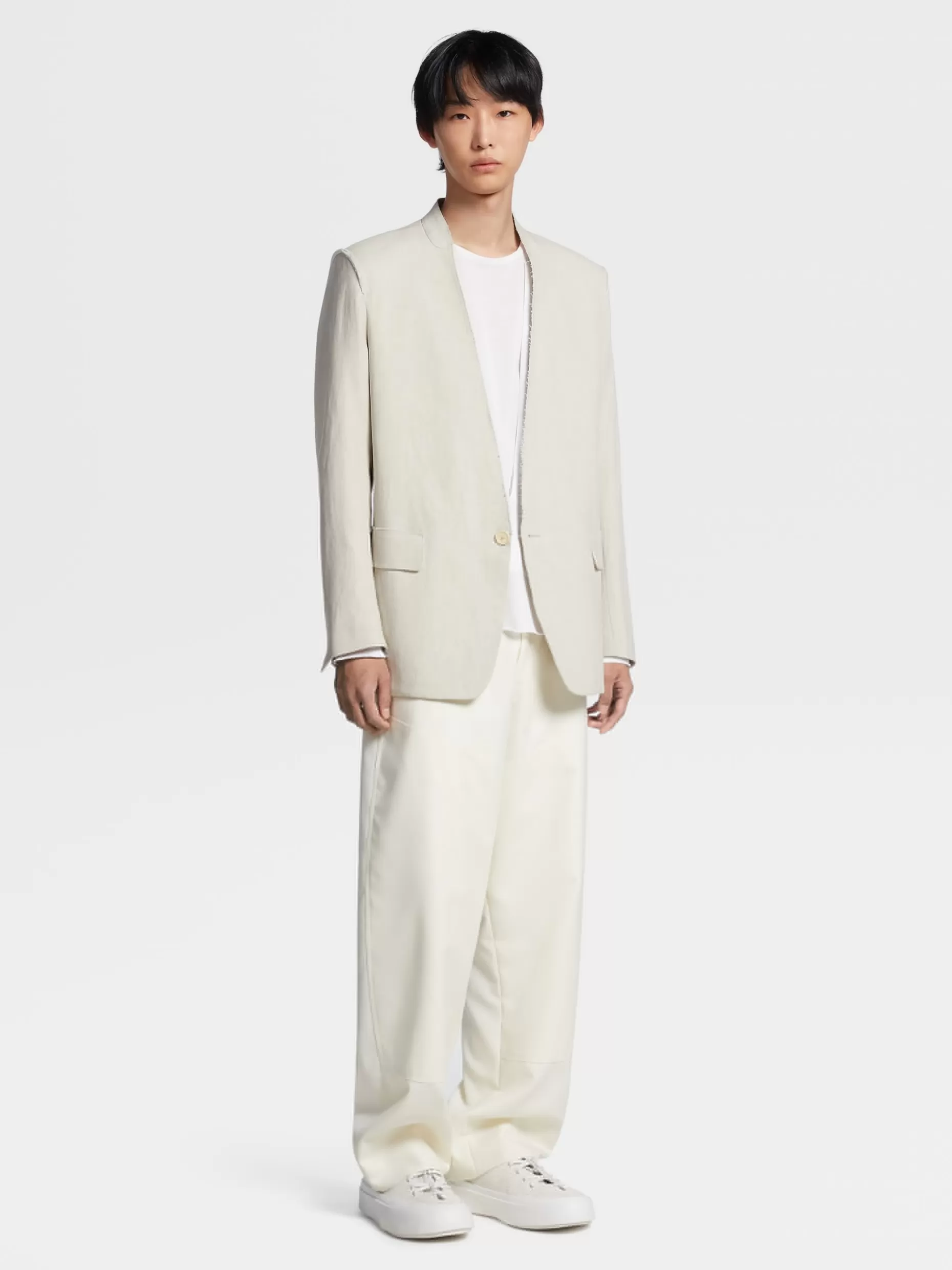 Men ZEGNA Pure Linen Fashion Show Jacket