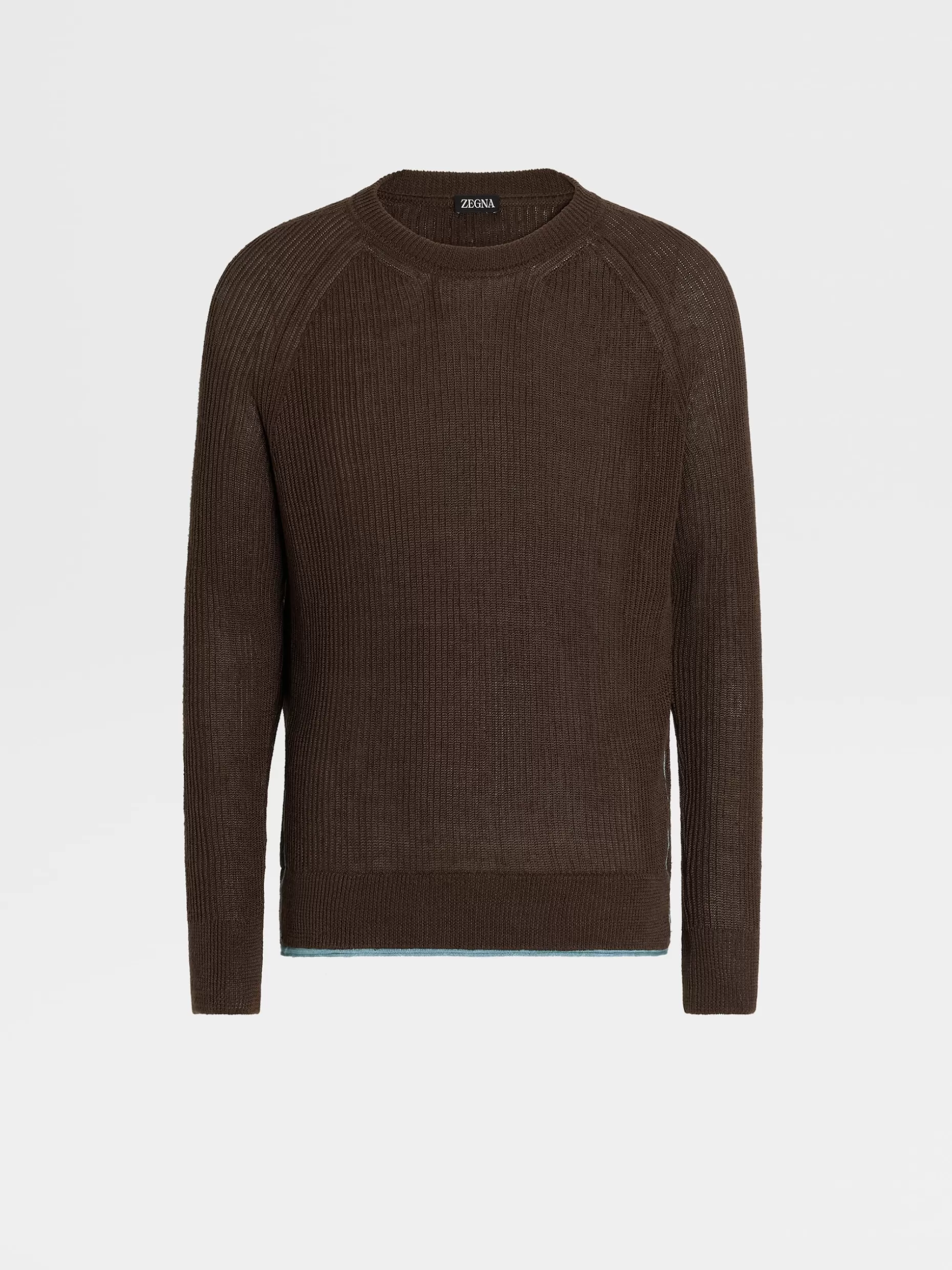 Men ZEGNA Pure Linen Knit Crewneck