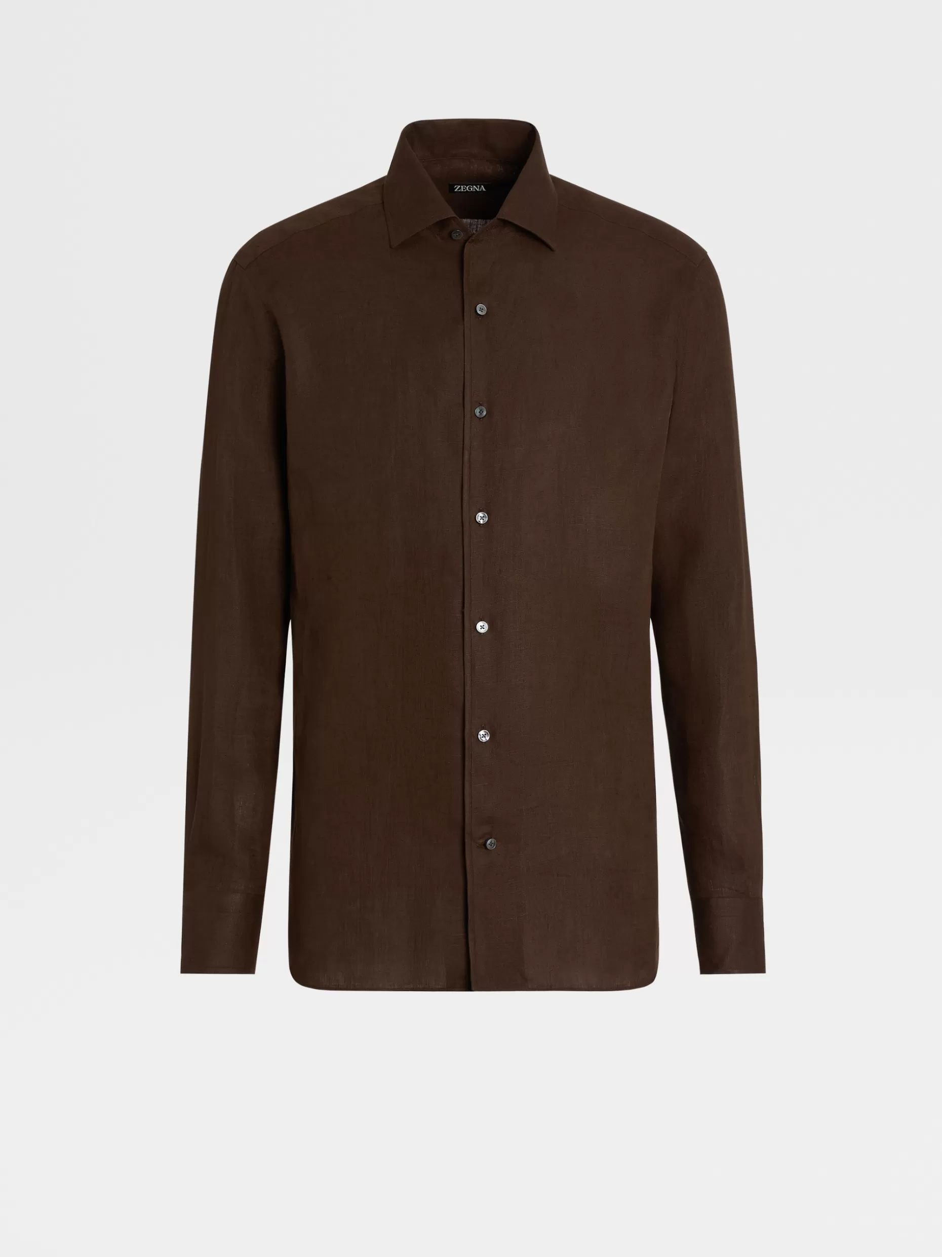 Men ZEGNA Pure Linen Long-Sleeve Shirt