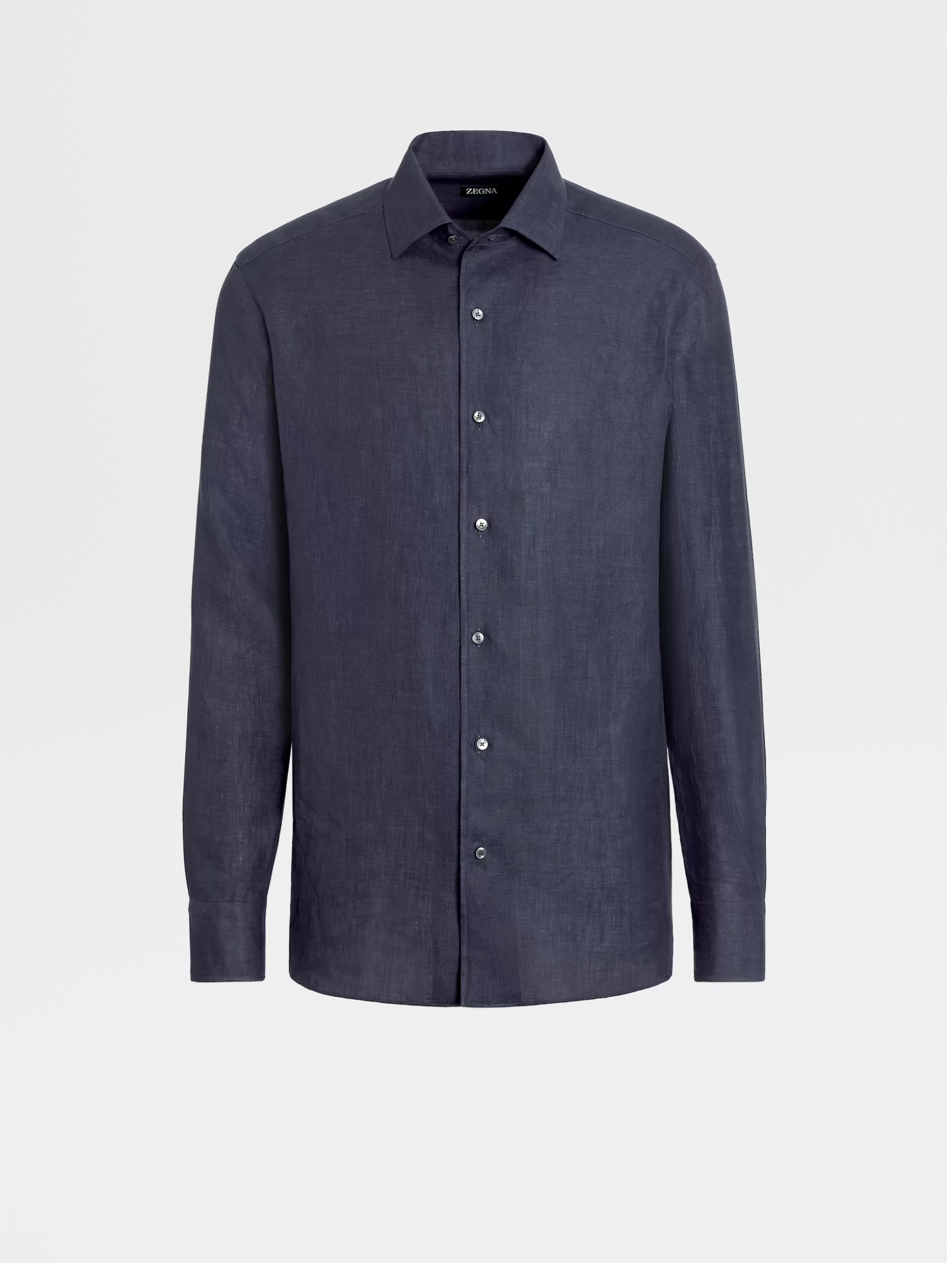 Men ZEGNA Pure Linen Long-Sleeve Shirt