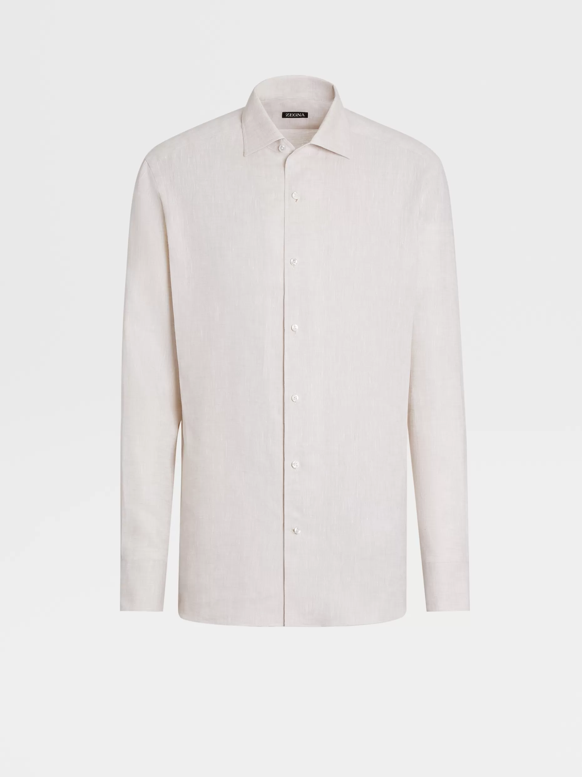 Men ZEGNA Pure Linen Long-Sleeve Shirt