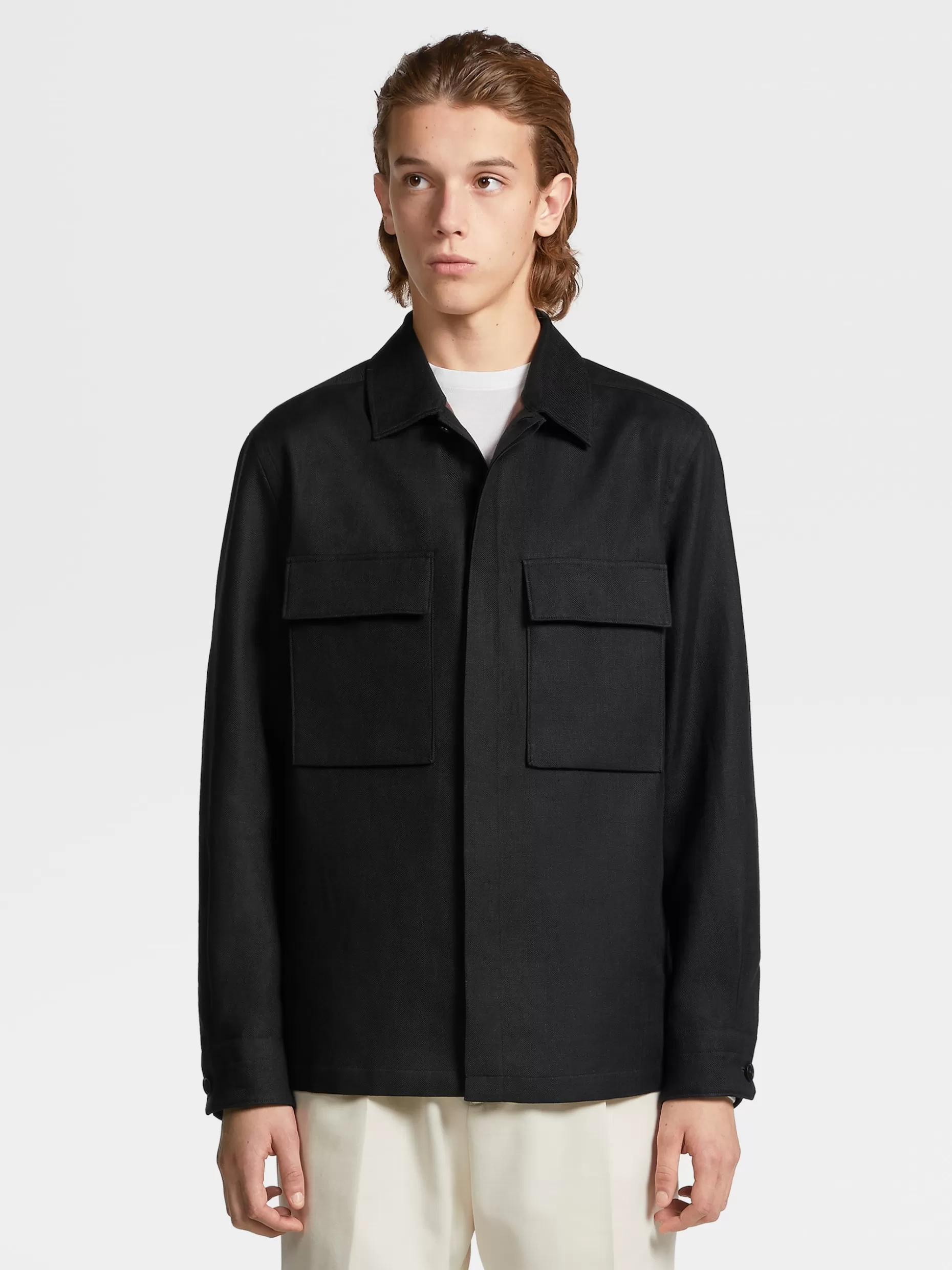 Men ZEGNA Pure Linen Overshirt