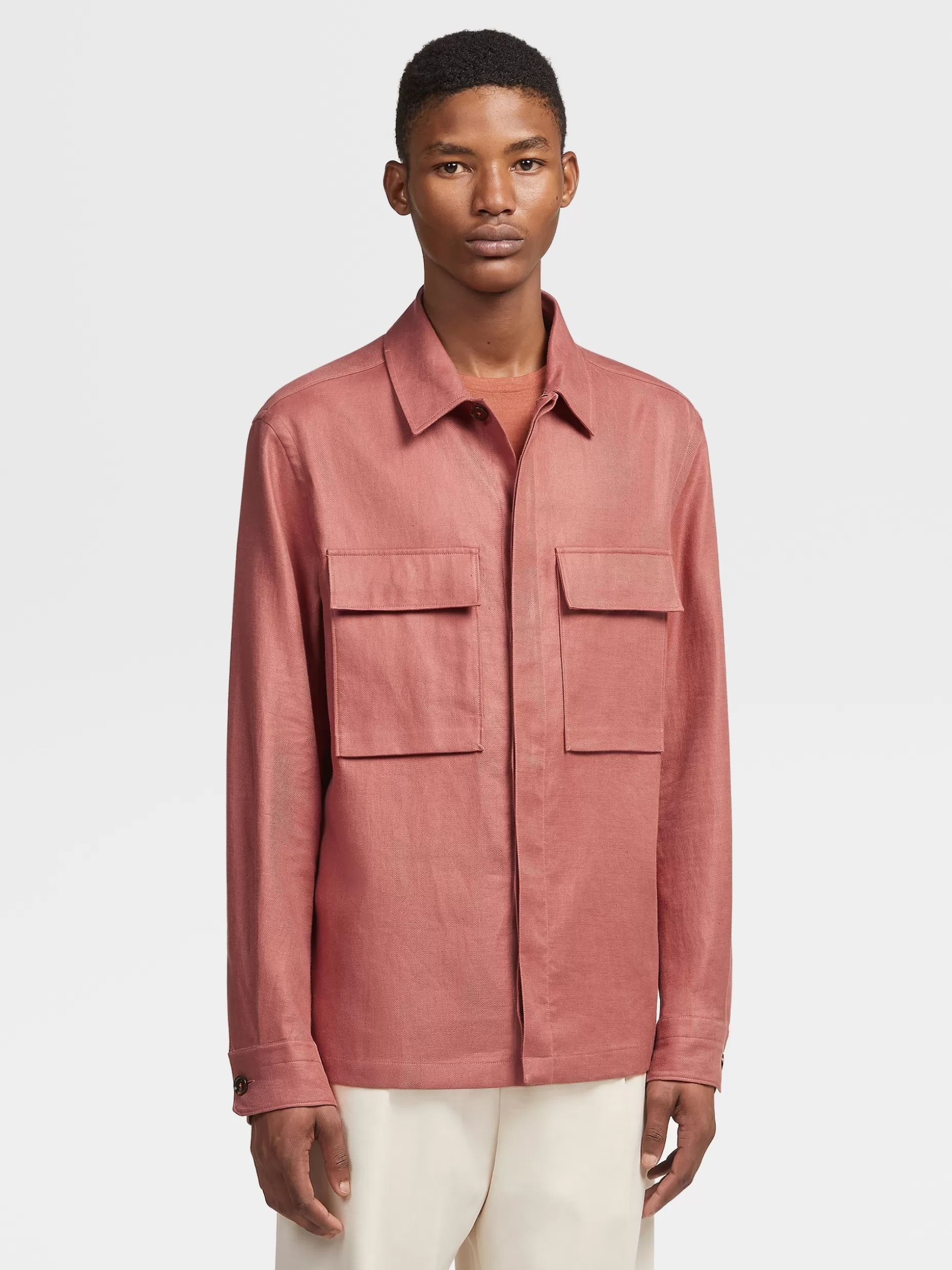 Men ZEGNA Pure Linen Overshirt