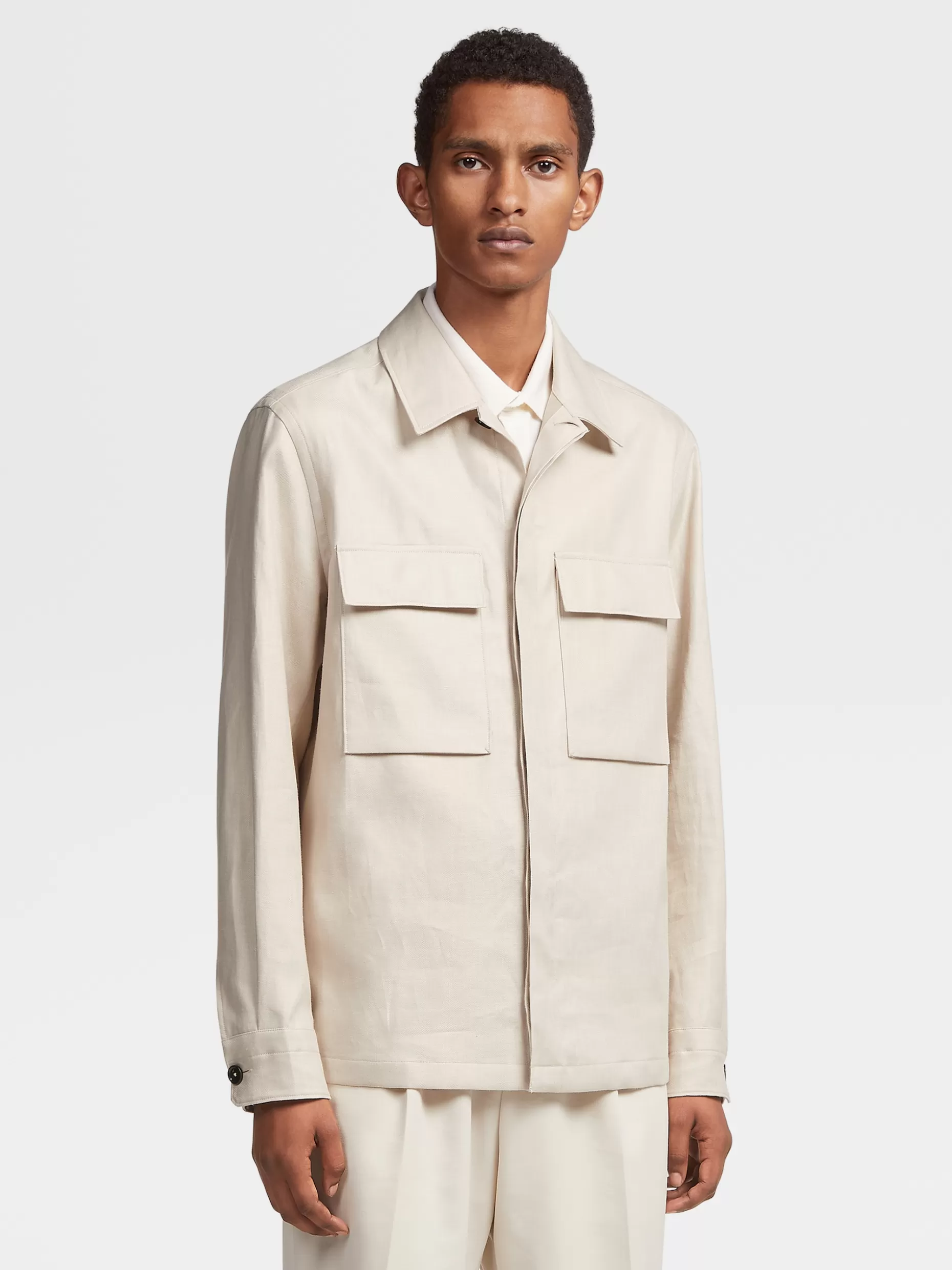 Men ZEGNA Pure Linen Overshirt