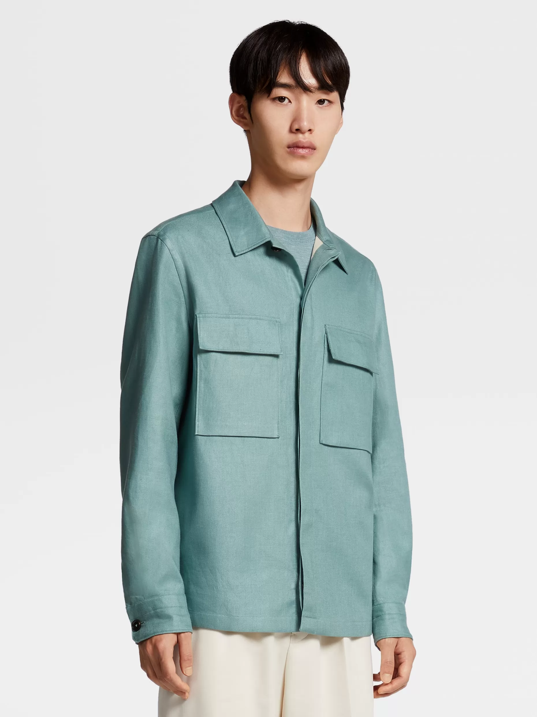 Men ZEGNA Pure Linen Overshirt