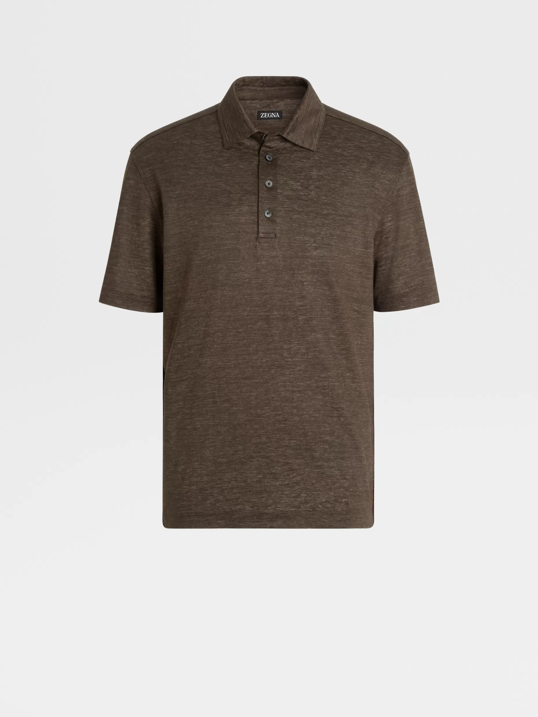 Men ZEGNA Pure Linen Short-Sleeve Polo