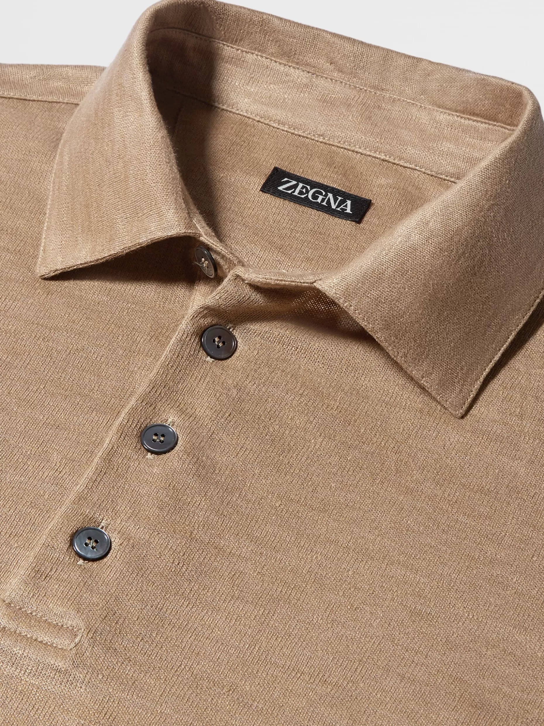 Men ZEGNA Pure Linen Short-Sleeve Polo