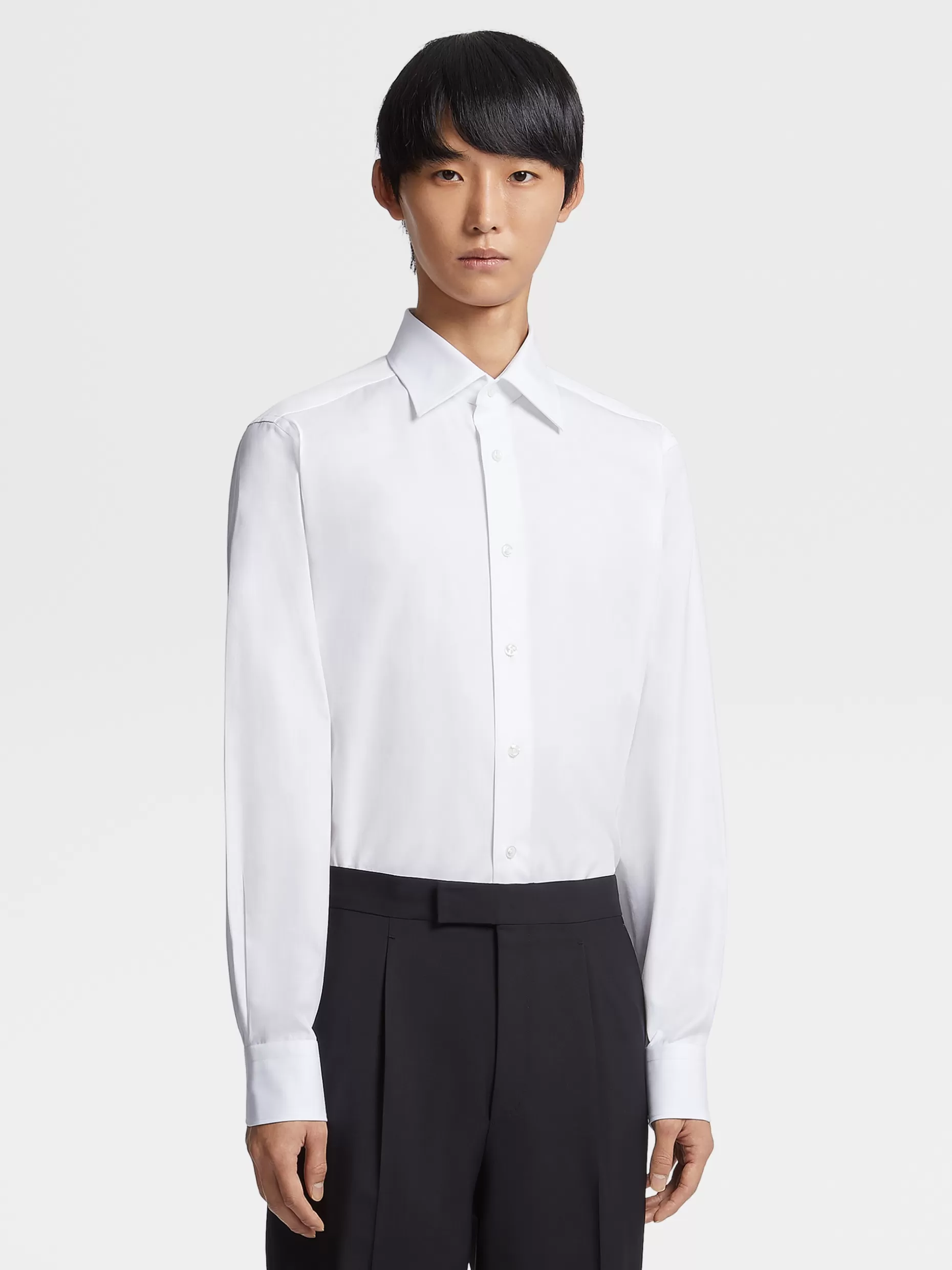 Men ZEGNA Sea Island Cotton Long-Sleeve Tailoring Shirt