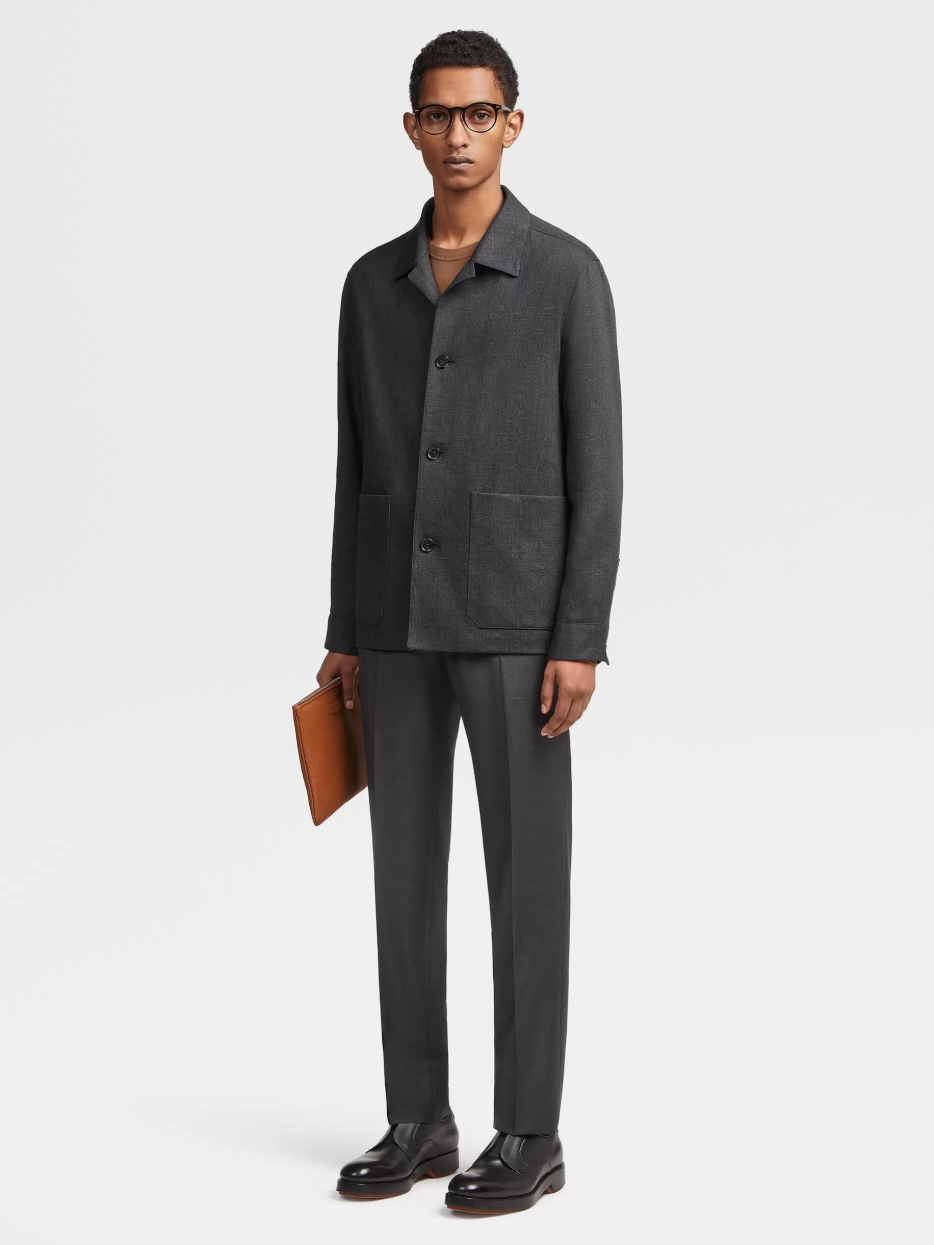 Men ZEGNA Silk And Linen Blend Chore Jacket