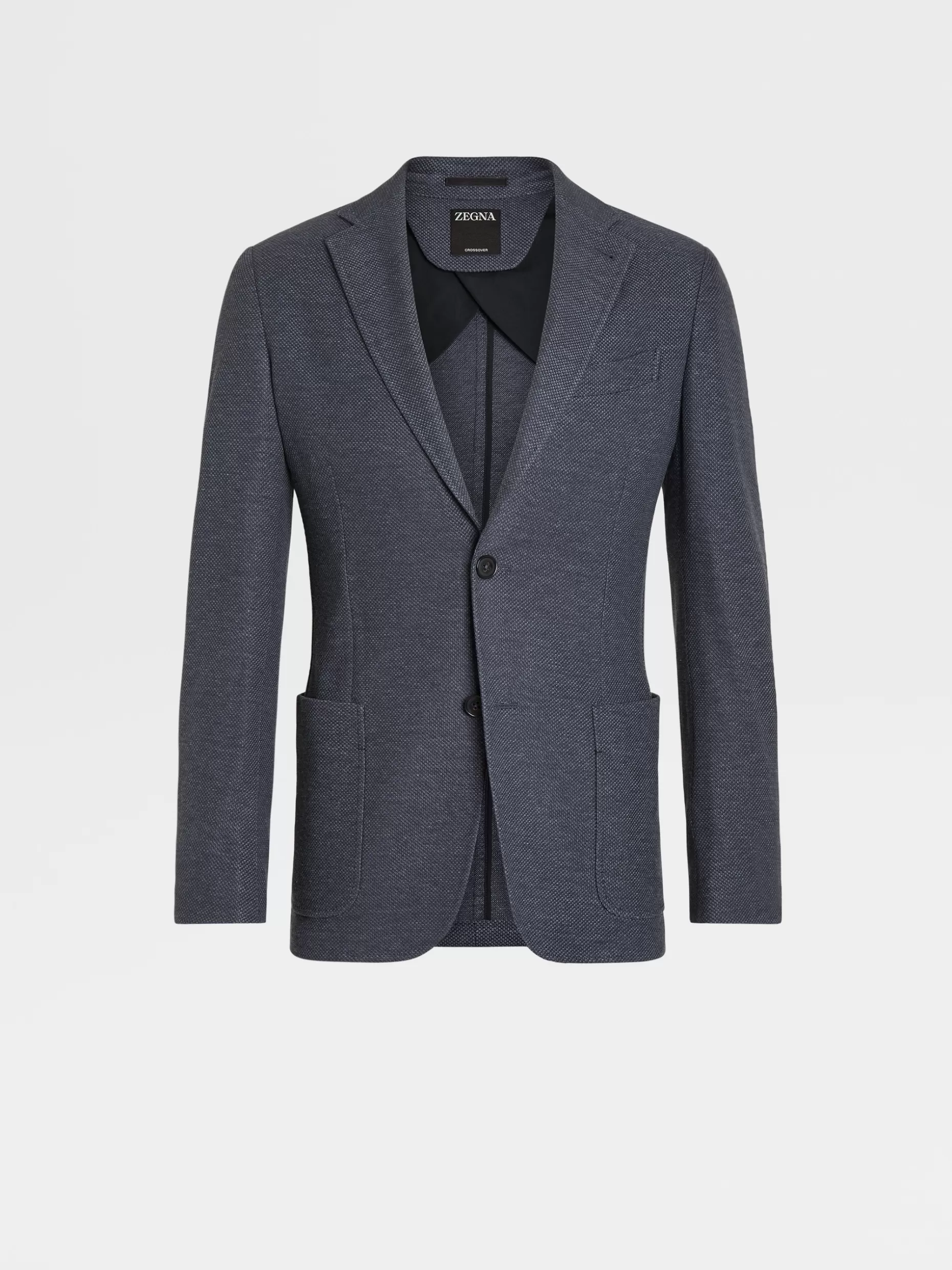 Men ZEGNA Silk Linen And Wool Honeycomb Crossover Shirt Jacket