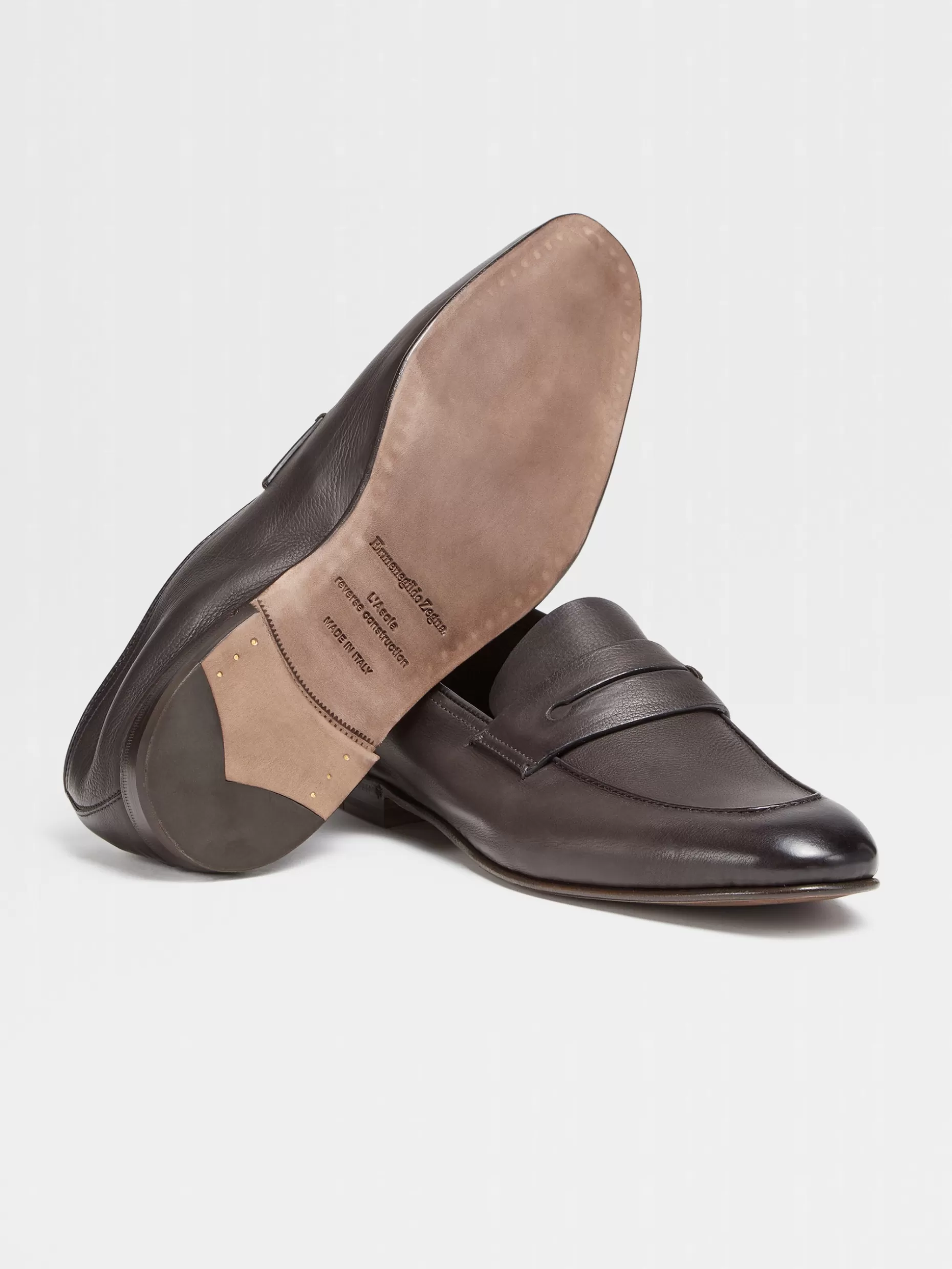 Men ZEGNA Soft Leather L'Asola Moccasin