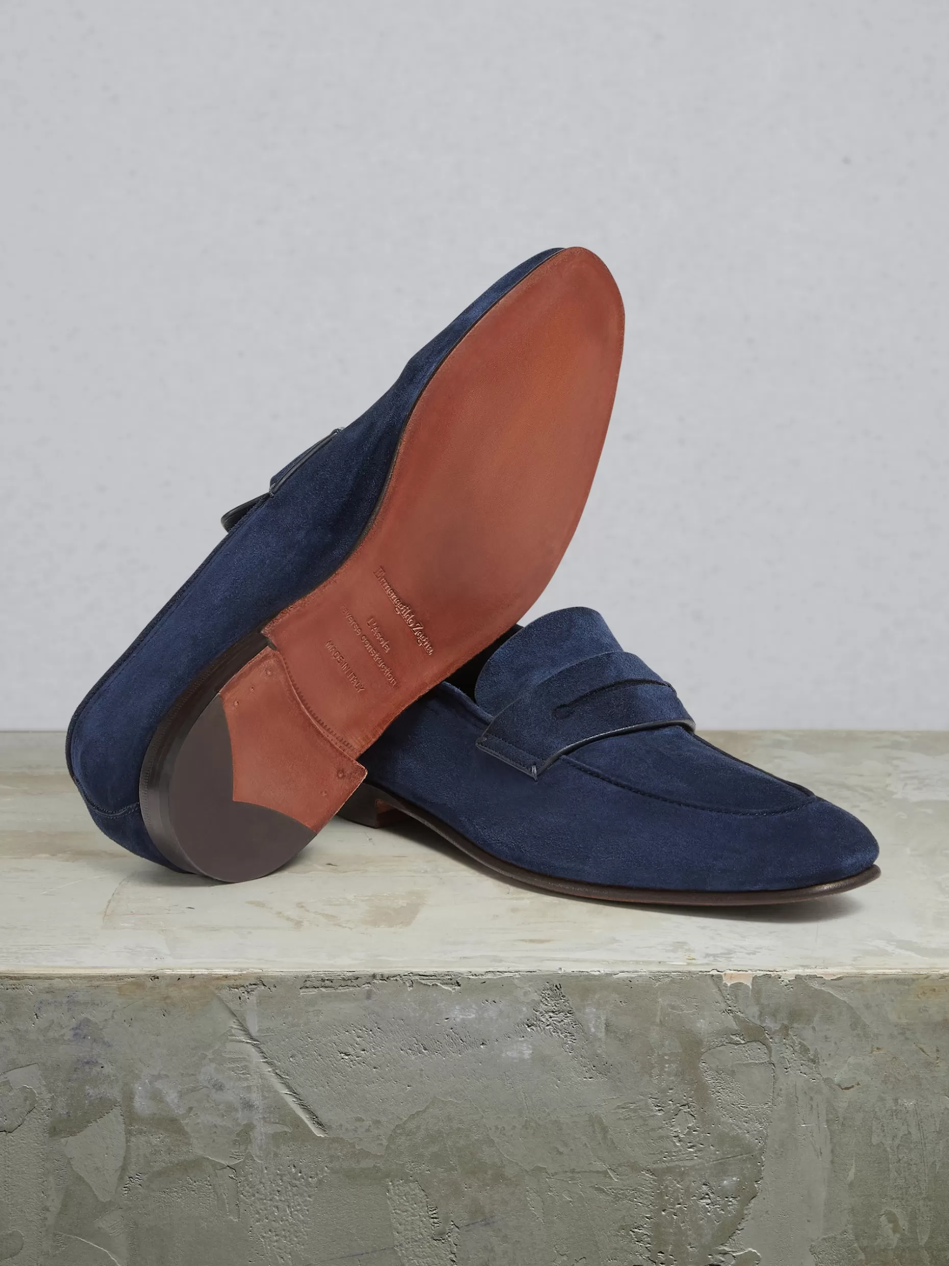 Men ZEGNA Suede L'Asola Moccasin