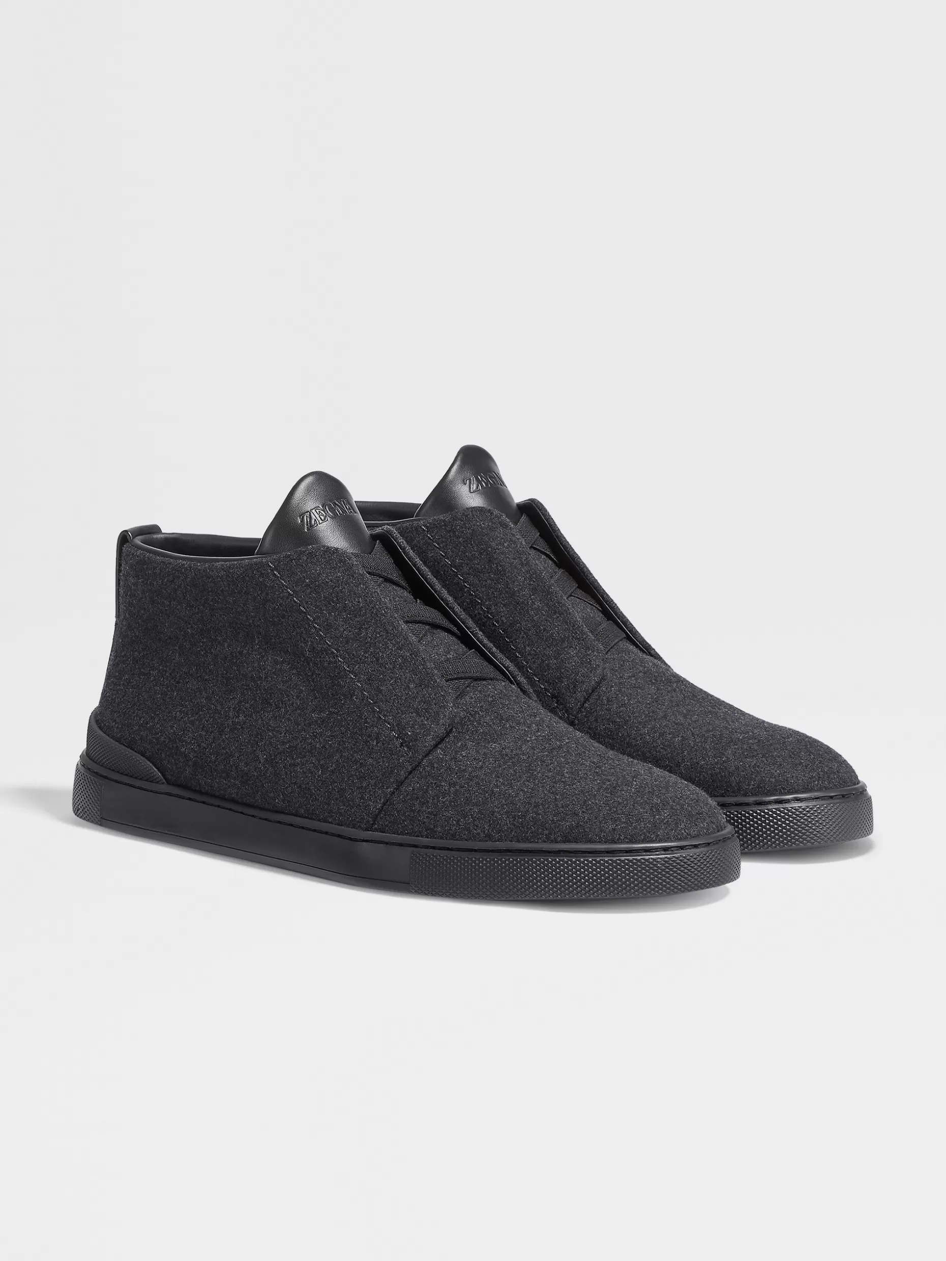 Men ZEGNA #Usetheexisting™ Wool Flannel Triple Stitch™ Mid Top Sneakers