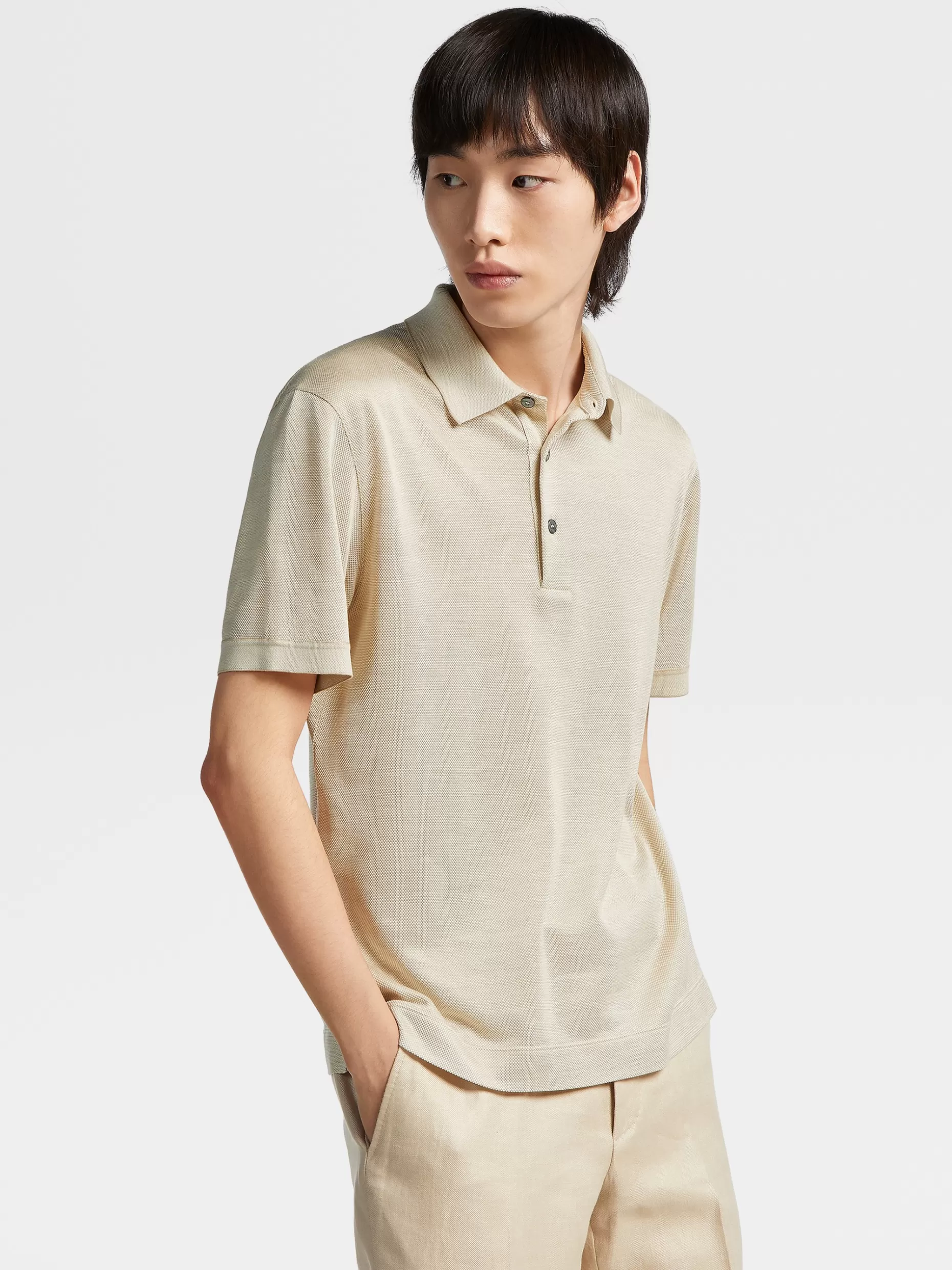 Men ZEGNA Silk Short-Sleeve Polo